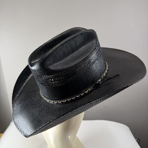 Summit Hats Size M Unisex Bangora Black Elastic Cattleman Cowboy Hat with Band